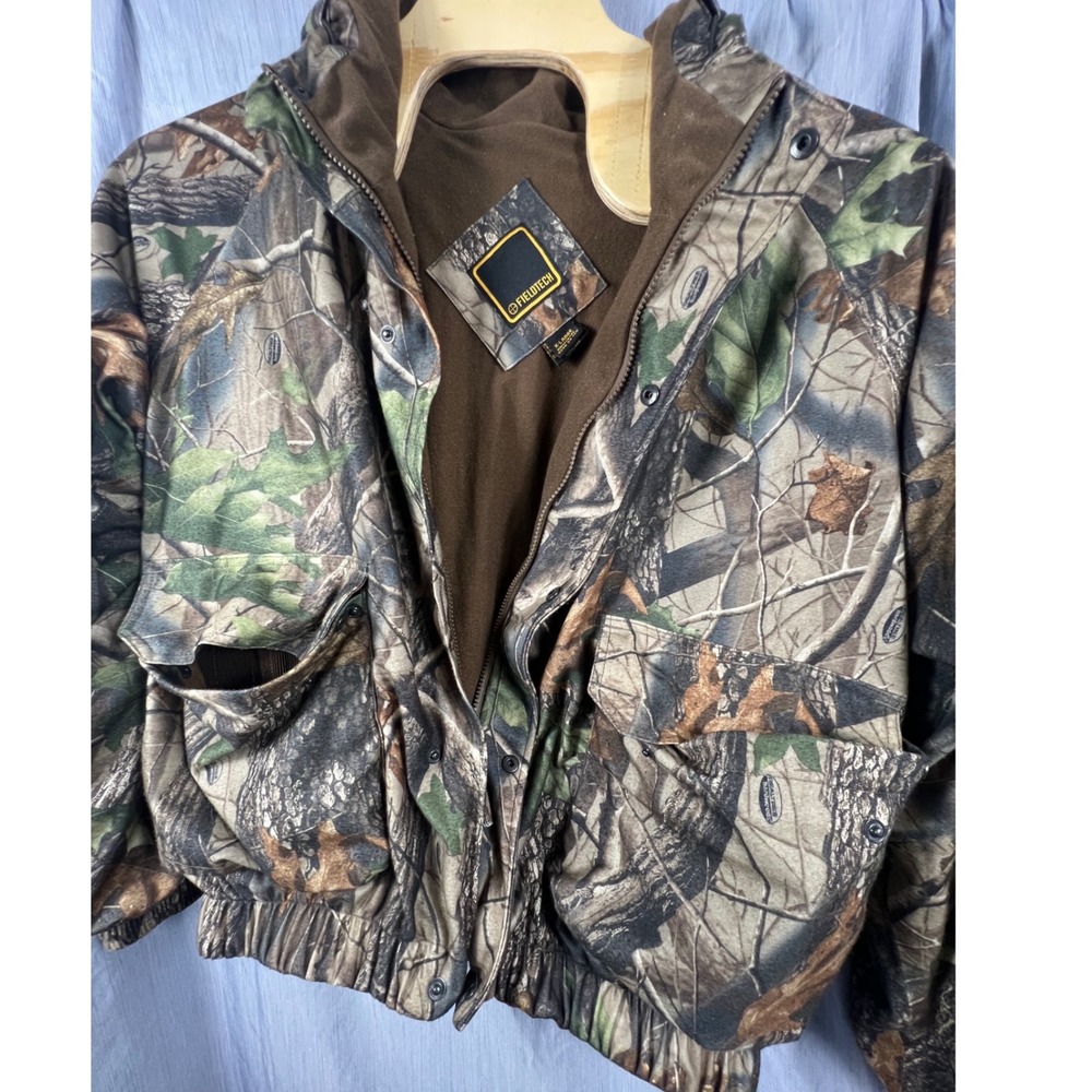 Fieldtech Mens Realtree Hardwoods Camo Fleece Lined Hooded Hunting Jacket XL